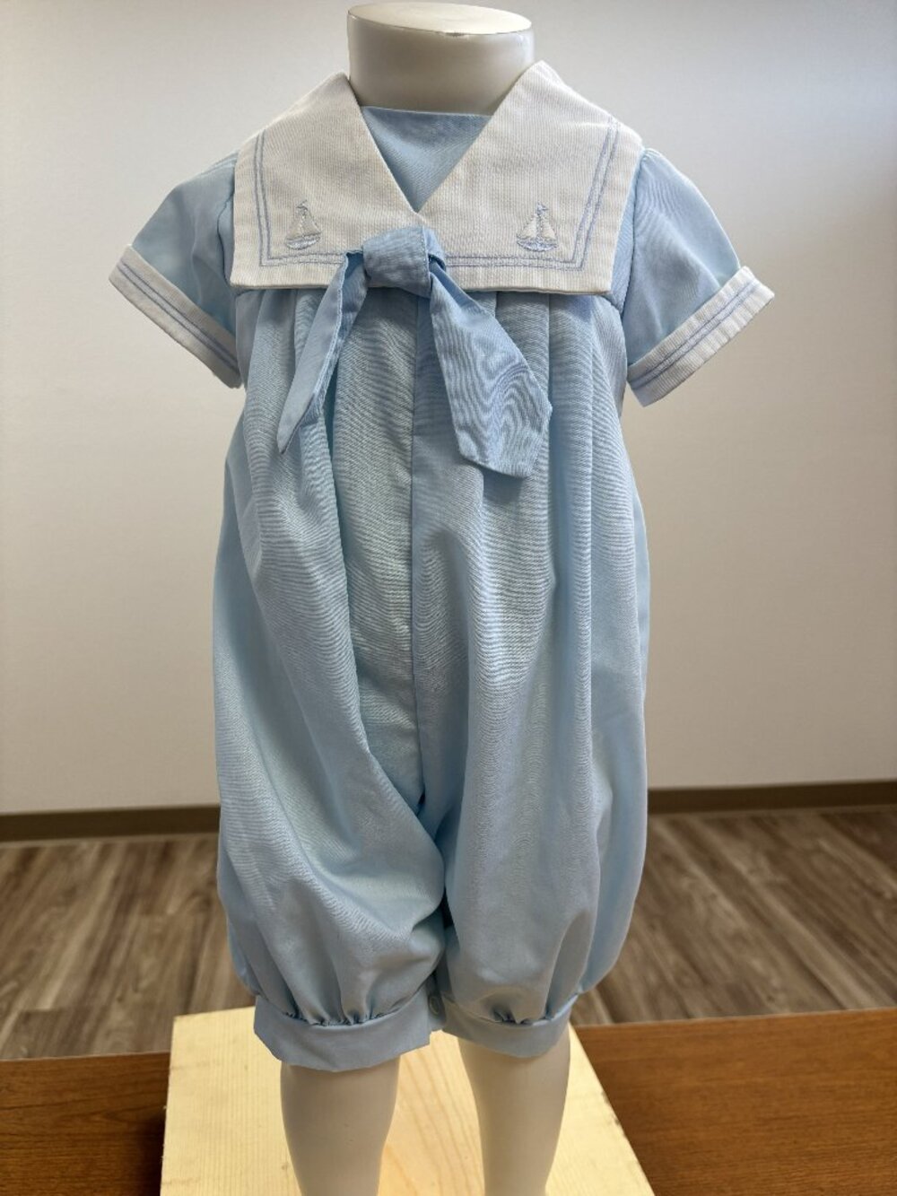 Toddler Tyke Newborn Nautical Bubble Romper | Sailor Collar | Heirloom Baby Boy